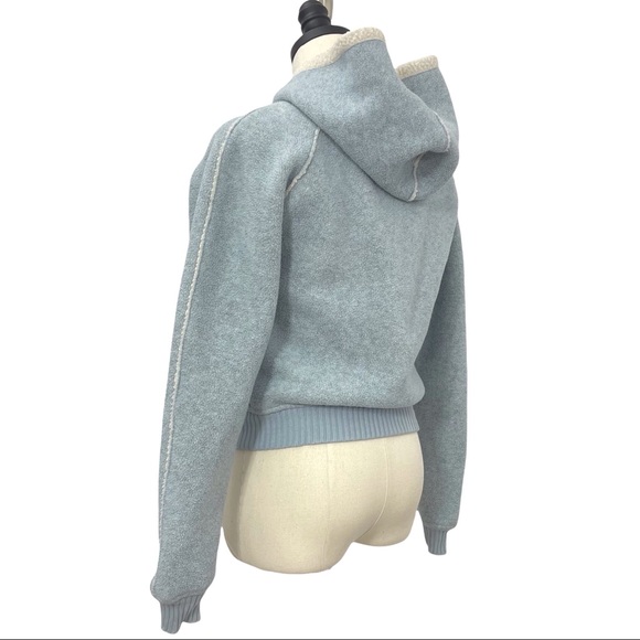 Sashimi Full Zip Hooded Jacket with Pockets Light Blue and Cream Size Small - Picture 4 of 9